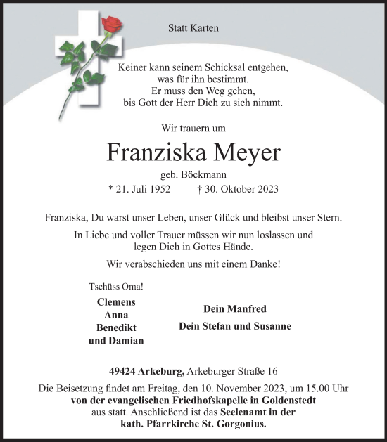 Anzeige von Franziska Meyer von OM-Medien