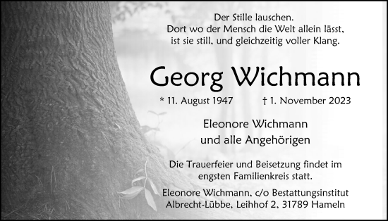 Anzeige von Georg Wichmann von OM-Medien