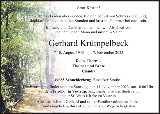 Anzeige von Gerhard Krümpelbeck von OM-Medien