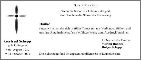 Anzeige von Gertrud Schepp von OM-Medien