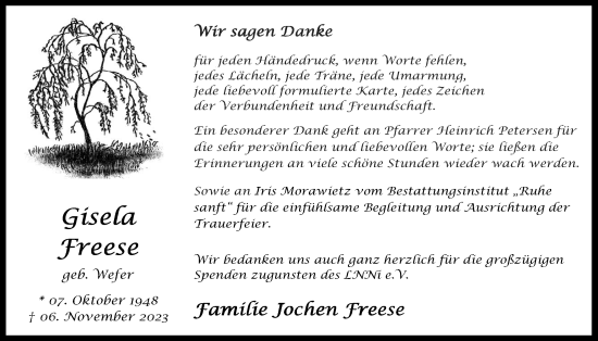 Anzeige von Gisela Freese von OM-Medien