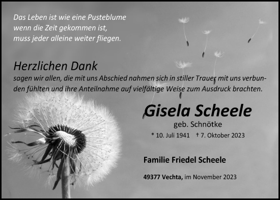 Anzeige von Gisela Scheele von OM-Medien