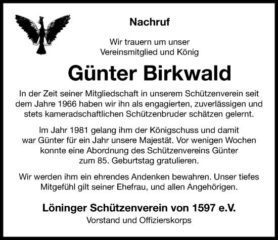 Anzeige von Günter Birkwald von OM-Medien