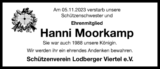 Anzeige von Hanni Moorkamp von OM-Medien
