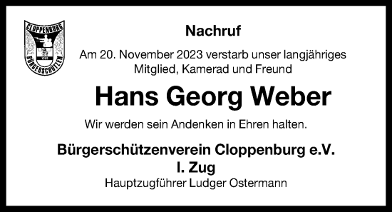 Anzeige von Hans Georg Weber von OM-Medien