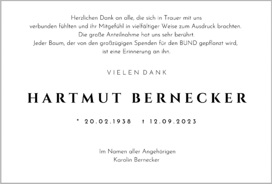 Anzeige von Hartmut Bernecker von OM-Medien