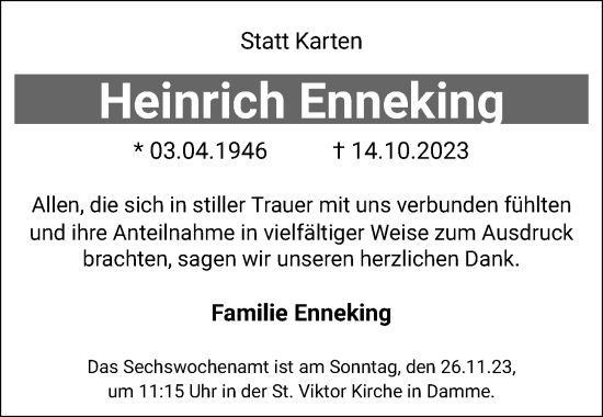 Anzeige von Heinrich Enneking von OM-Medien