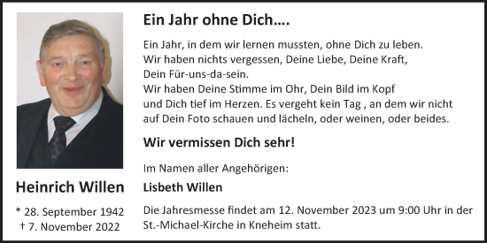 Anzeige von Heinrich Willen von OM-Medien