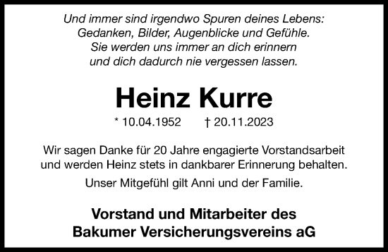 Anzeige von Heinz Kurre von OM-Medien