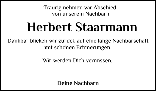 Anzeige von Herbert Staarmann von OM-Medien