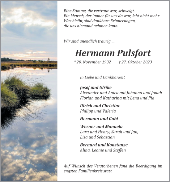 Anzeige von Hermann Pulsfort von OM-Medien