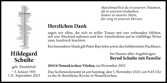 Anzeige von Hildegard Schulte von OM-Medien