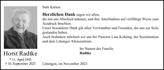 Anzeige von Horst Radtke von OM-Medien
