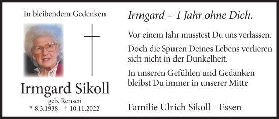 Anzeige von Irmgard Sikoll von OM-Medien