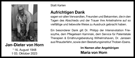 Anzeige von Jan-Dieter von Horn von OM-Medien