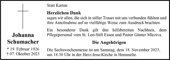 Anzeige von Johanna Schumacher von OM-Medien