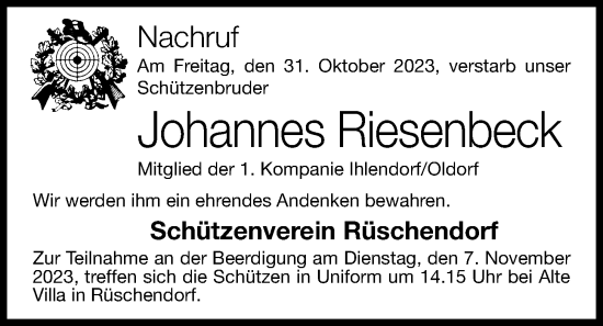 Anzeige von Johannes Riesenbeck von OM-Medien