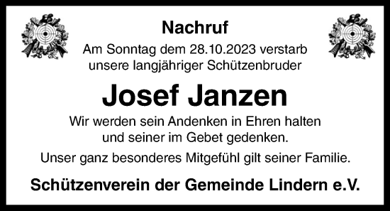 Anzeige von Josef Janzen von OM-Medien