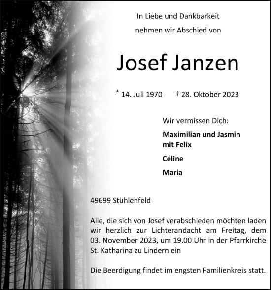 Anzeige von Josef Janzen von OM-Medien