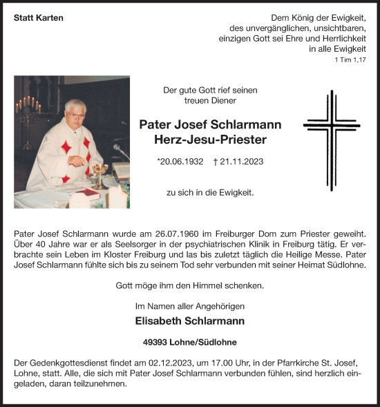 Anzeige von Josef Schlarmann von OM-Medien