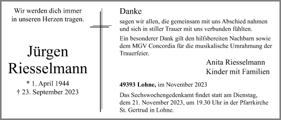 Anzeige von Jürgen Riesselmann von OM-Medien