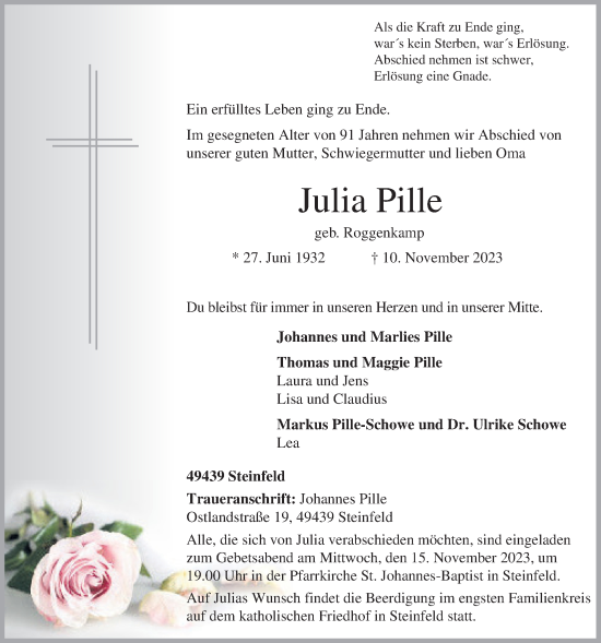 Anzeige von Julia Pille von OM-Medien