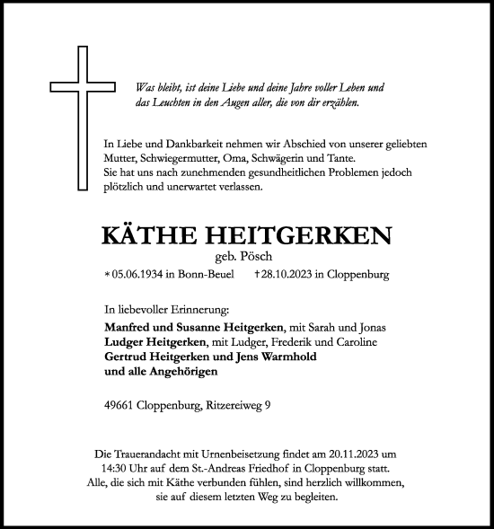 Anzeige von Käthe Heitgerken von OM-Medien