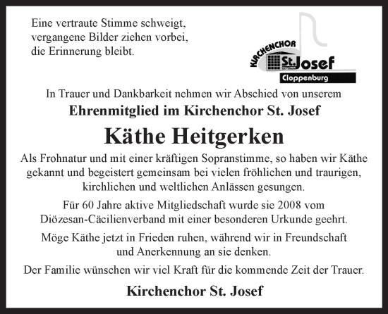 Anzeige von Käthe Heitgerken von OM-Medien