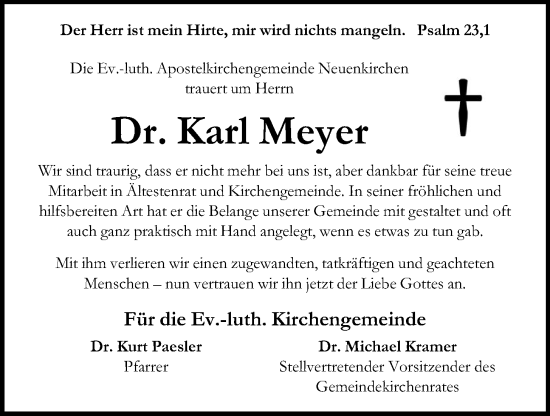 Anzeige von Karl Meyer von OM-Medien