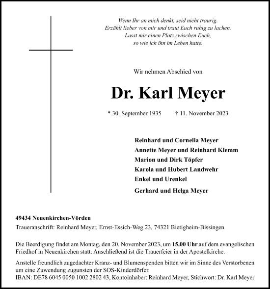 Anzeige von Karl Meyer von OM-Medien