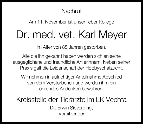 Anzeige von Karl Meyer von OM-Medien