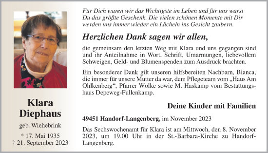 Anzeige von Klara Diephaus von OM-Medien