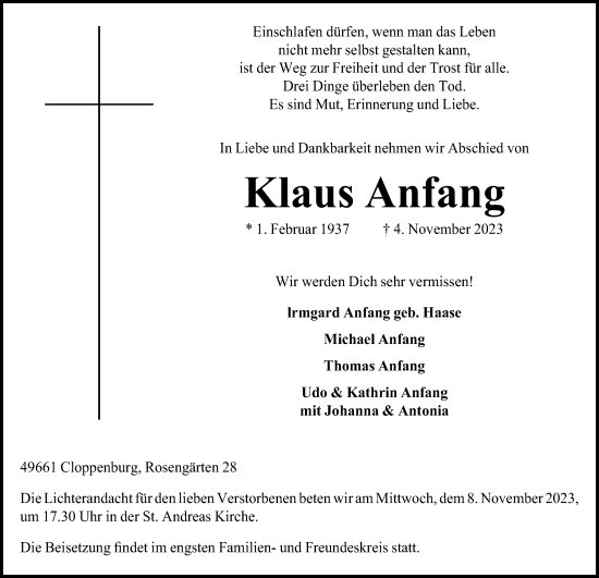 Anzeige von Klaus ANfang von OM-Medien