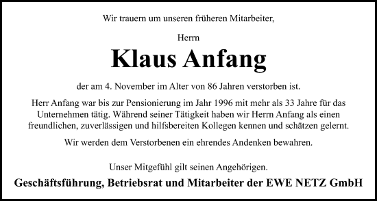 Anzeige von Klaus ANfang von OM-Medien