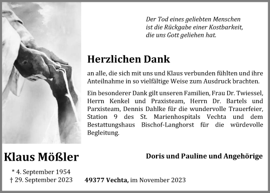 Anzeige von Klaus Mößler von OM-Medien