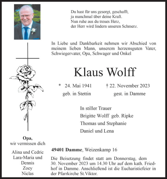 Anzeige von Klaus Wolff von OM-Medien