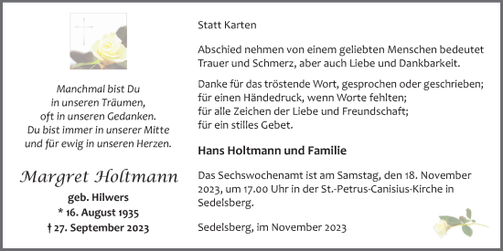 Anzeige von Margret Holtmann von OM-Medien