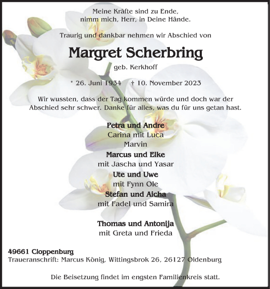 Anzeige von Margret Scherbring von OM-Medien