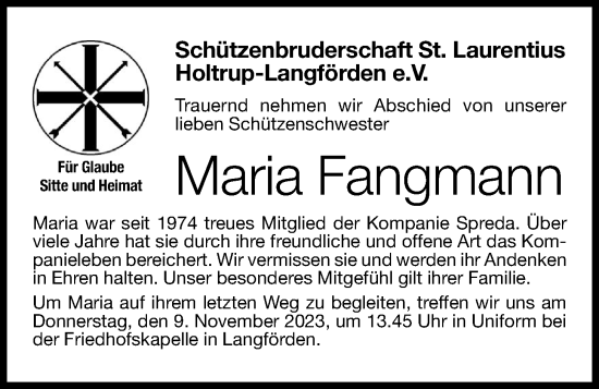 Anzeige von Maria Fangmann von OM-Medien