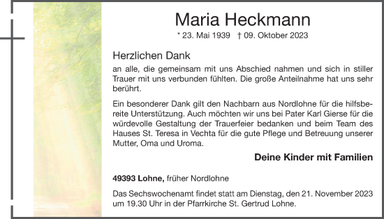 Anzeige von Maria Heckmann von OM-Medien