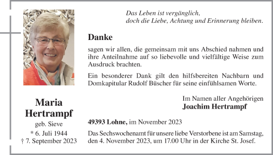 Anzeige von Maria Hertrampf von OM-Medien