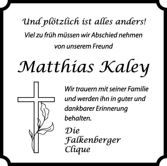 Anzeige von Matthias Kaley von OM-Medien