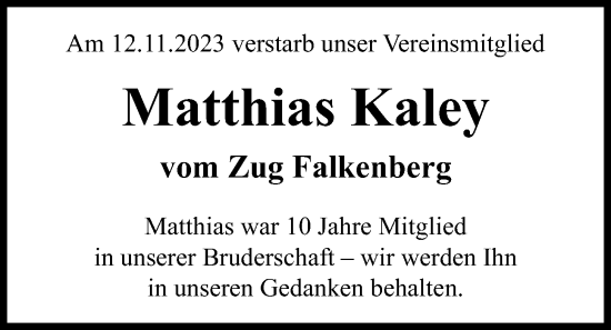 Anzeige von Matthias Kaley von OM-Medien