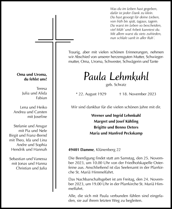 Anzeige von Paula Lehmkuhl von OM-Medien