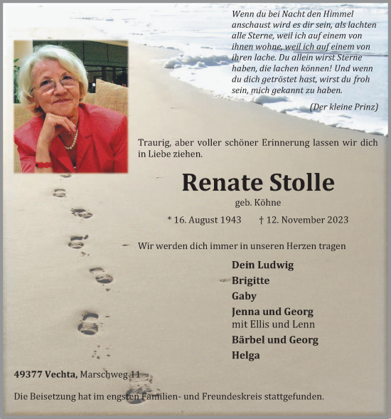 Anzeige von Renate Stolle von OM-Medien