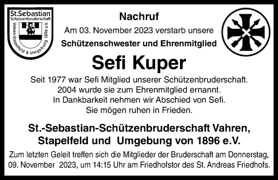 Anzeige von Sefi Kuper von OM-Medien