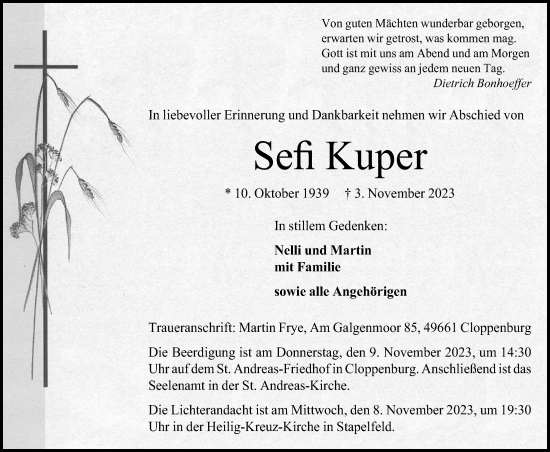 Anzeige von Sefi Kuper von OM-Medien