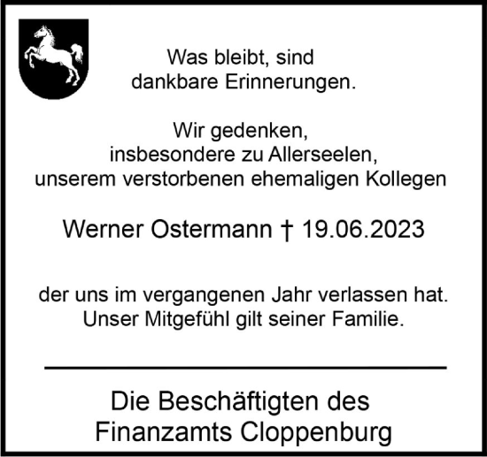 Anzeige von Werner Ostermann von OM-Medien