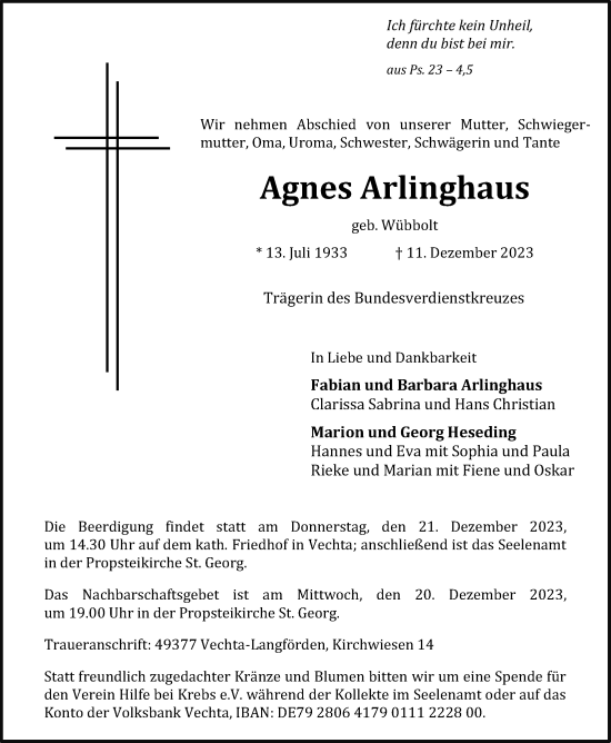Anzeige von Agnes Arlinghaus von OM-Medien