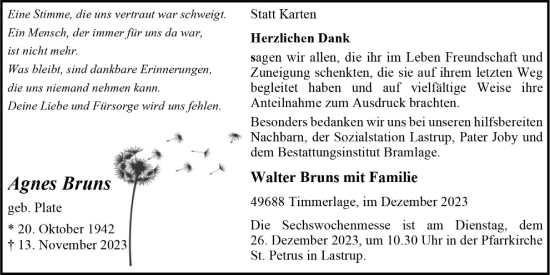 Anzeige von Agnes Bruns von OM-Medien